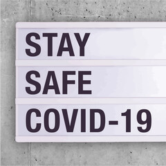 Social Media Sign Square Stay Safe Covid-19