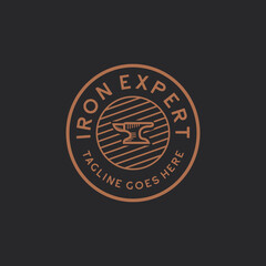 Vintage badge Iron expert logo construction graphic