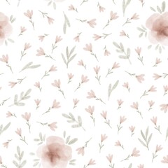 seamless floral pattern with pale pink flowers. Texture with small watercolor flowers on a white background. illustration for use in design.