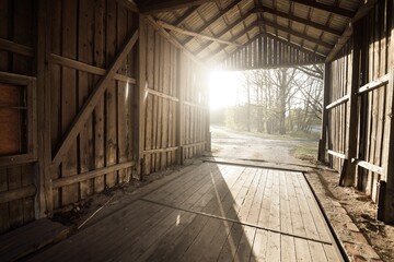 An old abandoned rustic wooden shed, close-up. Agriculture, farm industry, traditional...