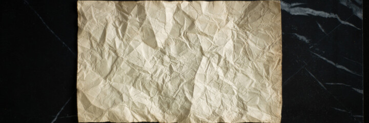Fototapeta premium rumpled sheet of old paper on a black background