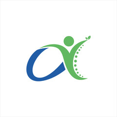 alpha chiropractic, letter a logo design vector