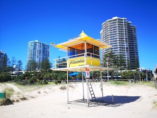 Lifeguard tower No.3 is located at Coolangatta along the Gold Coast. Popular with surfers and swimmers the ocean is very dangerous along the coast requiring the need for professional lifeguards. 