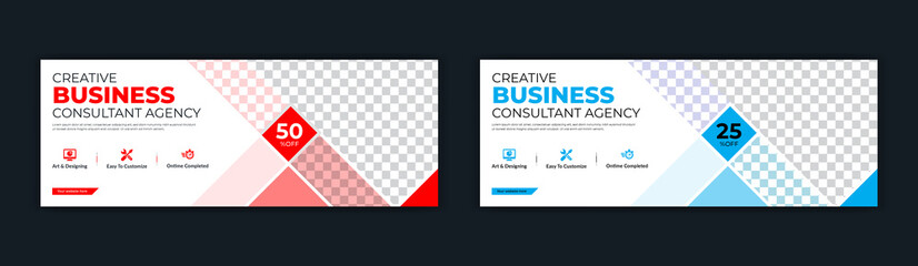 Mosaic style Corporate business social media post facebook cover page timeline online web banner template design