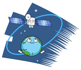 地球と人工衛星 © freehand