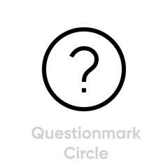 Question mark in circle. Editable vector outline. Single pictogram. Help symbol. Asking questions.