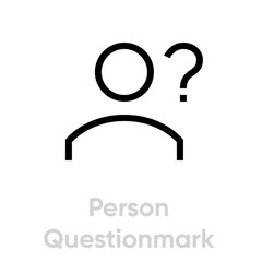 Person questionmark icon in flat design. Editable line vector. Single pictogram. Anonymous user.