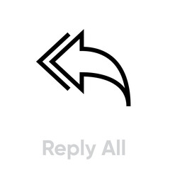 Reply all linear badge in flat style. Editable vector outline. Single pictogram. Answer all sign.