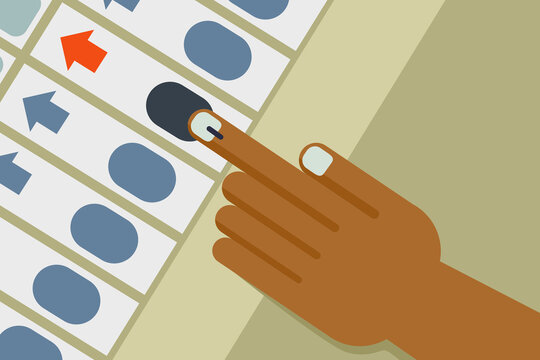 Hand Casting Vote In An Electronic Voting Machine