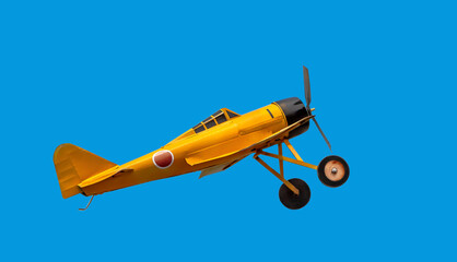 Ancient military propeller aircraft model from the World War with clipping path.