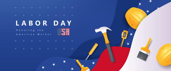 USA happy Labor day advertising banner