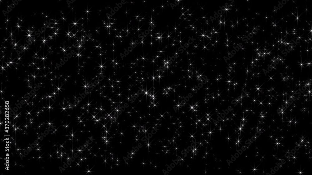 Fototapete white stars twinkling blinking falling on dark sky 4k seamless loop animation background.