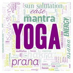 Yoga word cloud isolated on a white background