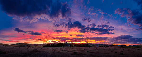 Montana Big Sky Beautiful Blue and Orange Clouds During a Golden Hour Sunset 