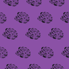 Black Roses With Purple Background Floral Pattern Seamless Vector Illustration Repeat patterns