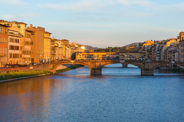 Bridges in Florence at sunset