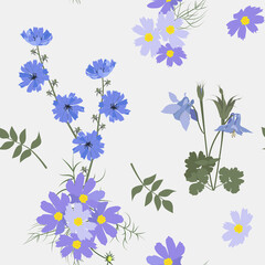 Seamless vector illustration with wildflowers