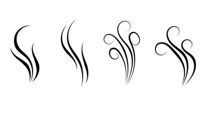 Fragrances evaporate icons. Smells line icon set,