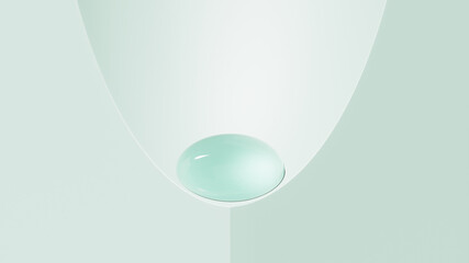 Green water bubble on green background. 3D illustration
