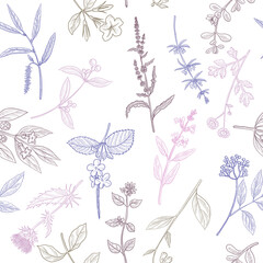 vector drawing floral vintage seamless pattern