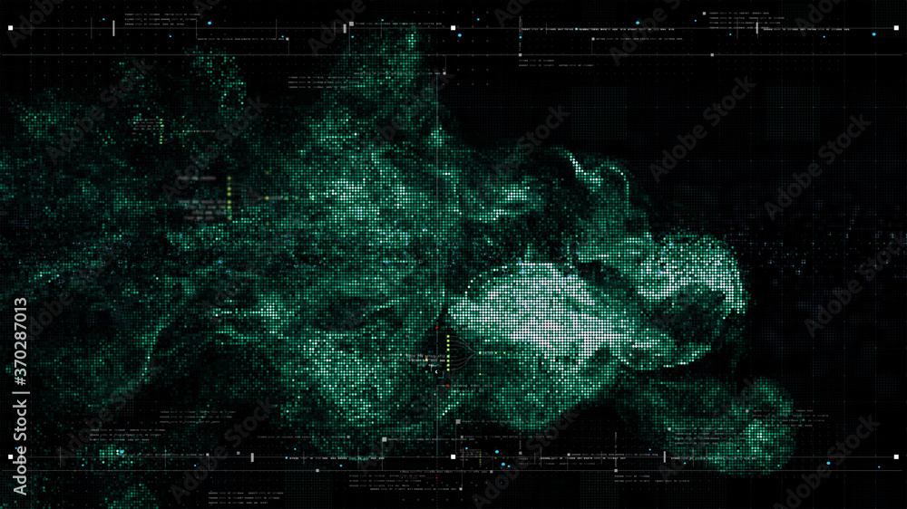 Aufkleber Futuristic holographic data sequence simulation of artificial neural networks intelligence analysis head up display background
