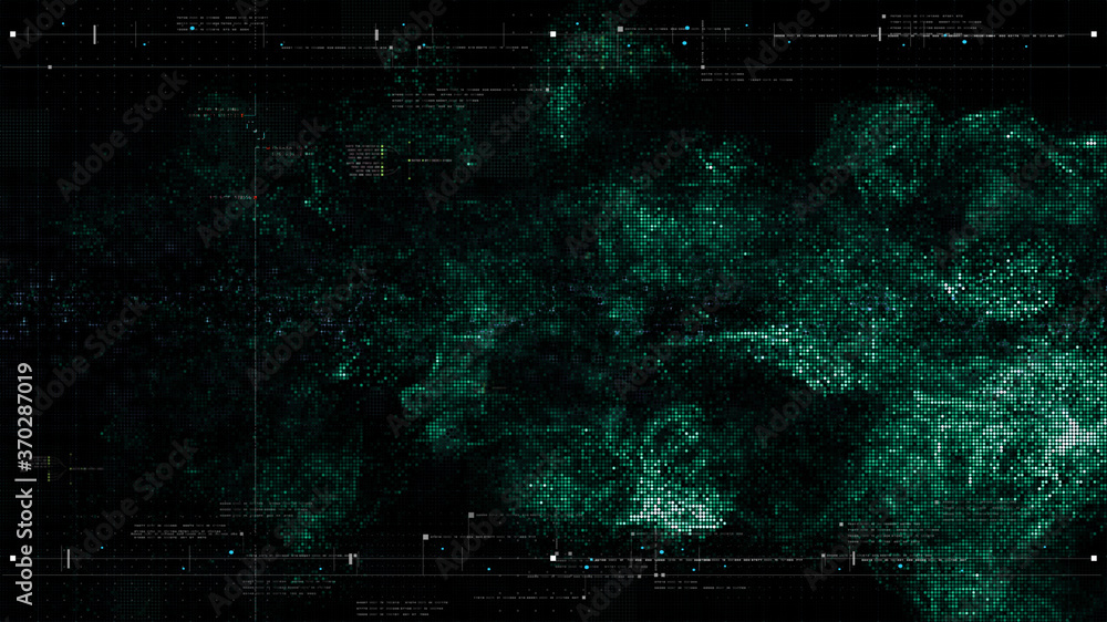 Aufkleber Futuristic holographic data sequence simulation of artificial neural networks intelligence analysis head up display background