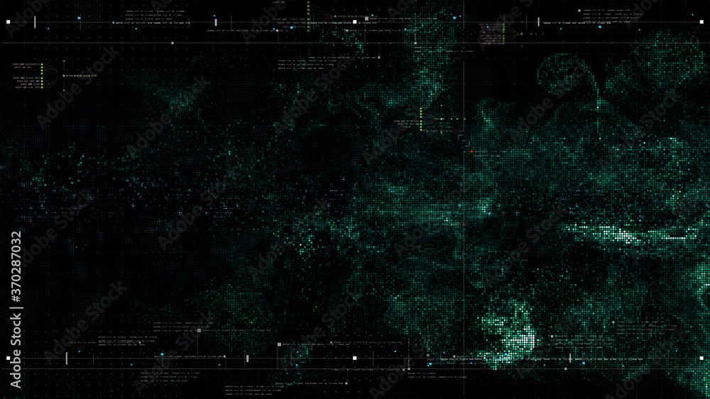 Aufkleber Futuristic holographic data sequence simulation of artificial neural networks intelligence analysis head up display background