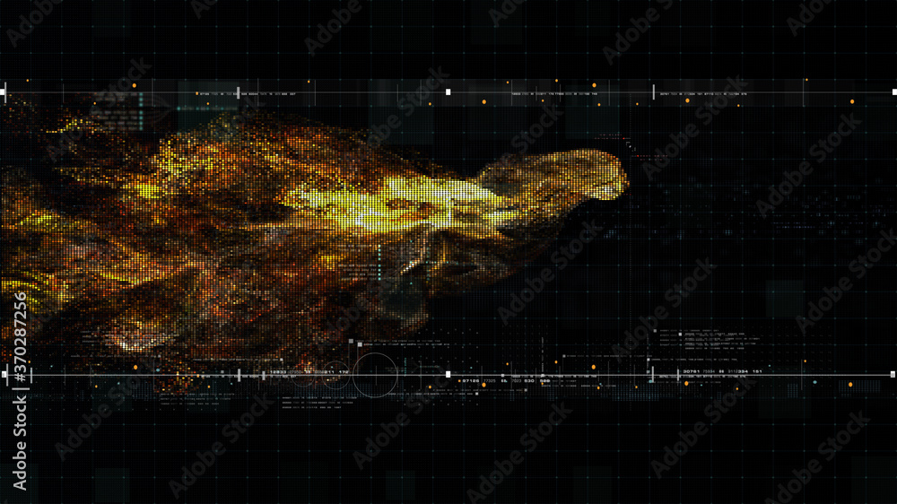 Poster Futuristic holographic data sequence simulation of artificial neural networks intelligence analysis head up display background
