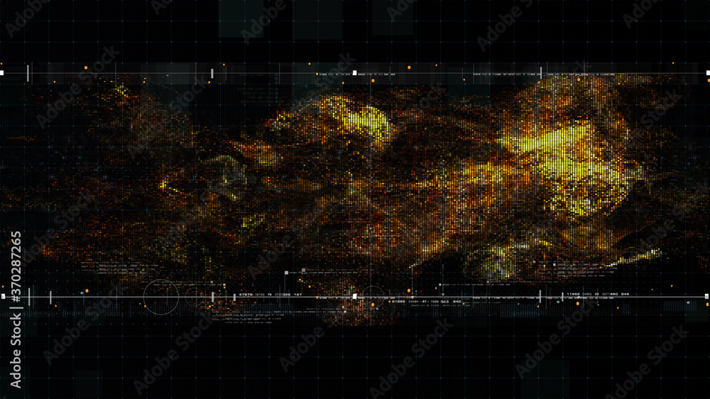 Leinwandbilder Futuristic holographic data sequence simulation of artificial neural networks intelligence analysis head up display background