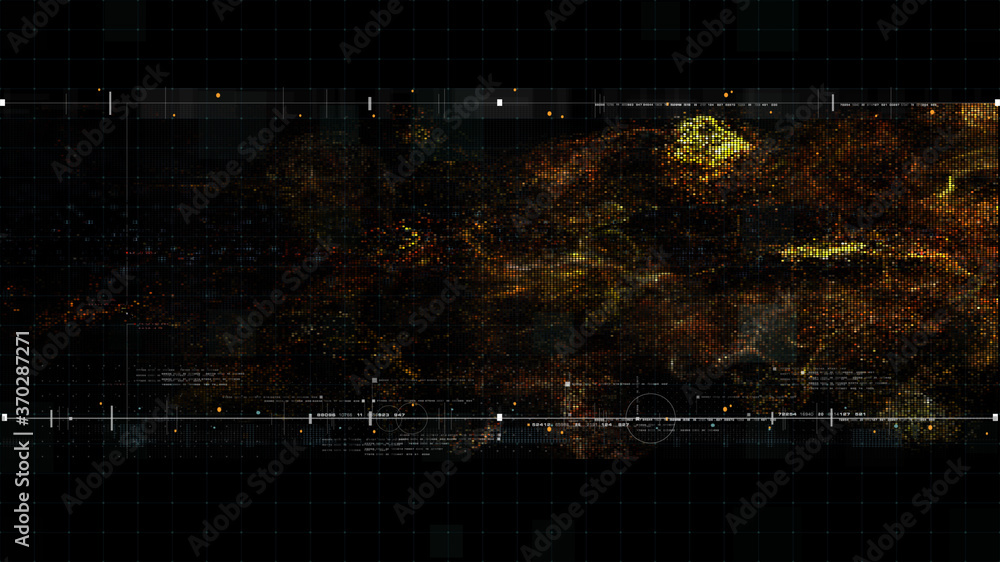 Poster Futuristic holographic data sequence simulation of artificial neural networks intelligence analysis head up display background