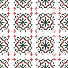 seamless pattern with red and white flowers