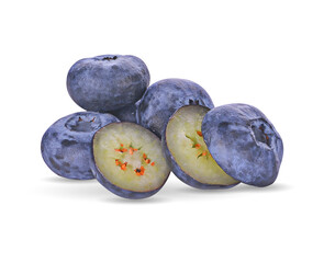 Fresh juisy blueberries isolated on white background