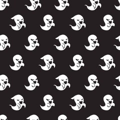 Obraz premium Spooky white ghost vector cartoon seamless pattern