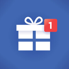 New Year or Christmas gift icon with new number symbol. Concepts: Winter holidays gifts in social media networking design style, online shopping, celebration, congratulations, virtual gifts etc.