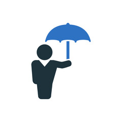 Man holding umbrella icon