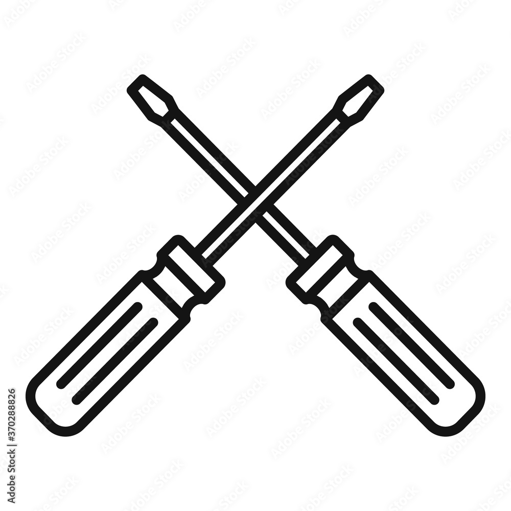 Poster crossed screwdrivers icon. outline crossed screwdrivers vector icon for web design isolated on white