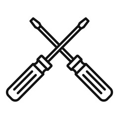 Crossed screwdrivers icon. Outline crossed screwdrivers vector icon for web design isolated on white background