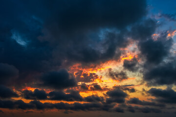 Fototapeta na wymiar Colorful dramatic sunset cloudy sky