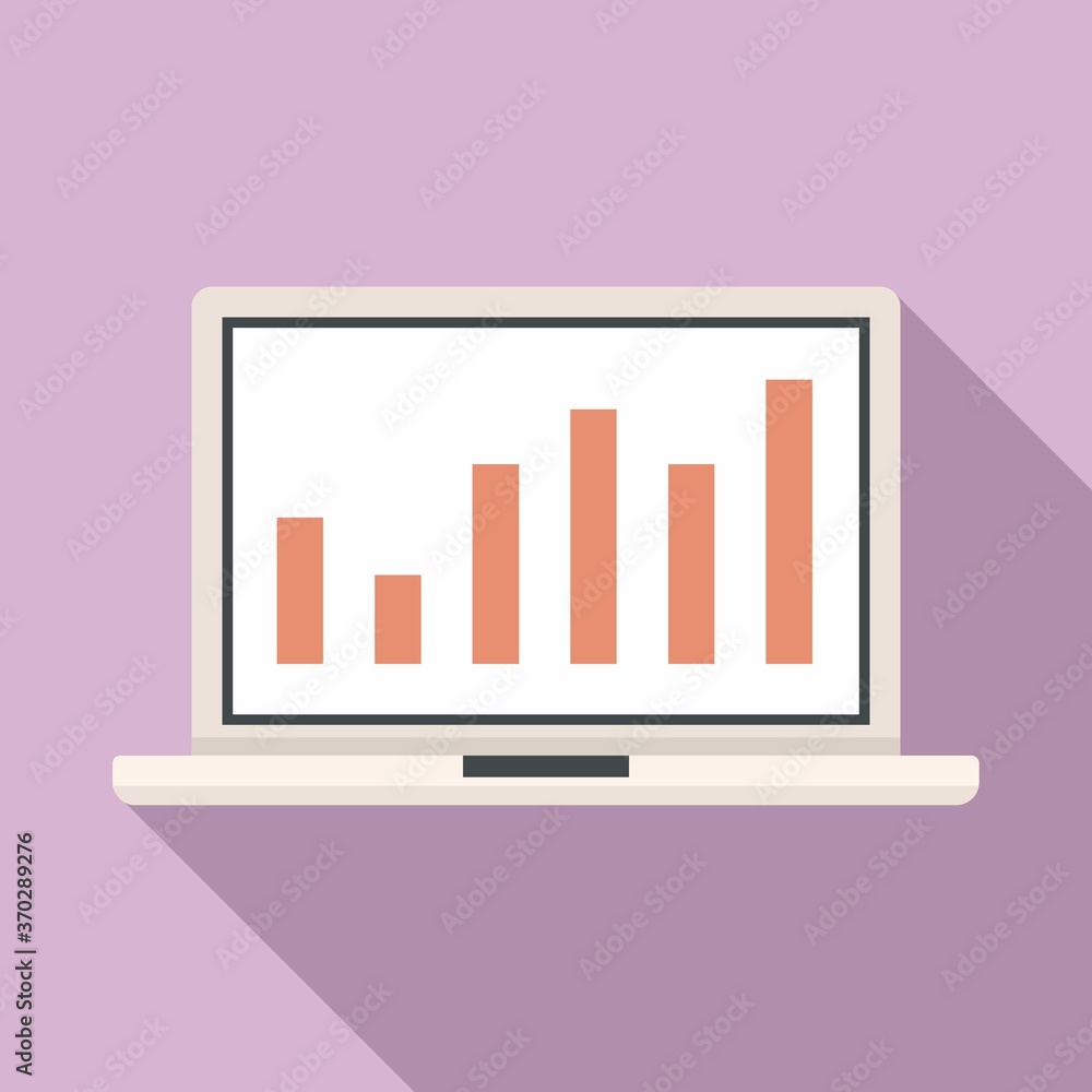 Poster laptop conversion rate graph icon. flat illustration of laptop conversion rate graph vector icon for