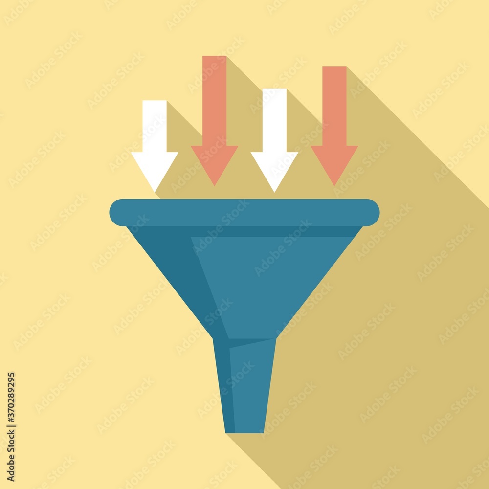 Poster conversion rate funnel icon. flat illustration of conversion rate funnel vector icon for web design