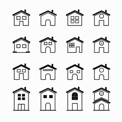 House Icon Set. House vector illustration symbol with outline black color.