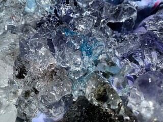 Dyed Ice in Different Colors Making Colorful Abstract Background