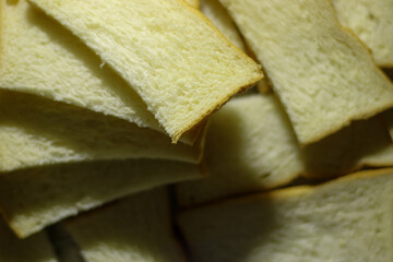 Closeup slided white bread from wheat