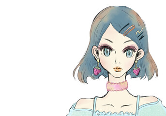 レトロポップな女の子背景なし