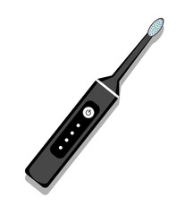 Electric toothbrush icon isolated on white background. Element for cleaning teeth. Dentistry equipment illustration. Vector tooth care tool in flat style.