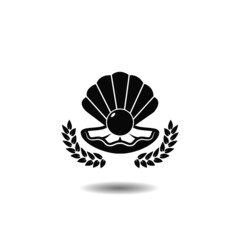 Natural open shell with pearl icon with shadow