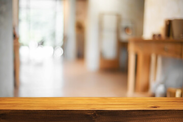 Cozy living room with Blurred background and wooden montage.