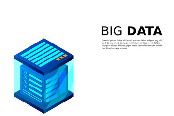 Mainframe, powered server, high technology concept, data center, cloud data storage isometric vector illustration ultraviolet background