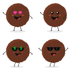 Cute flat cartoon meatball illustration. Vector illustration of cute meatball with a smiling expression.	