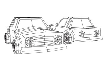 Fototapeta premium Car sedan vehicle personal transport. Automobile transportation concept. Wireframe low poly mesh vector illustration.